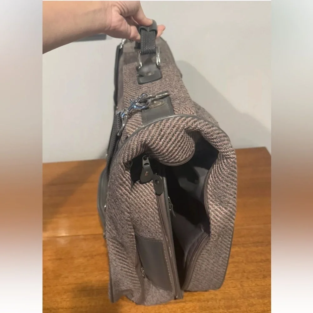 SAMSONITE Men's Travel Protective Suit Bag Foldable Grey & Brown‎ Shoulder Strap